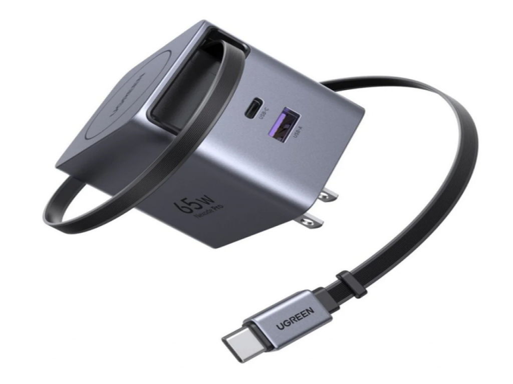 UGREEN 65W GaN Charger with Retractable Cable