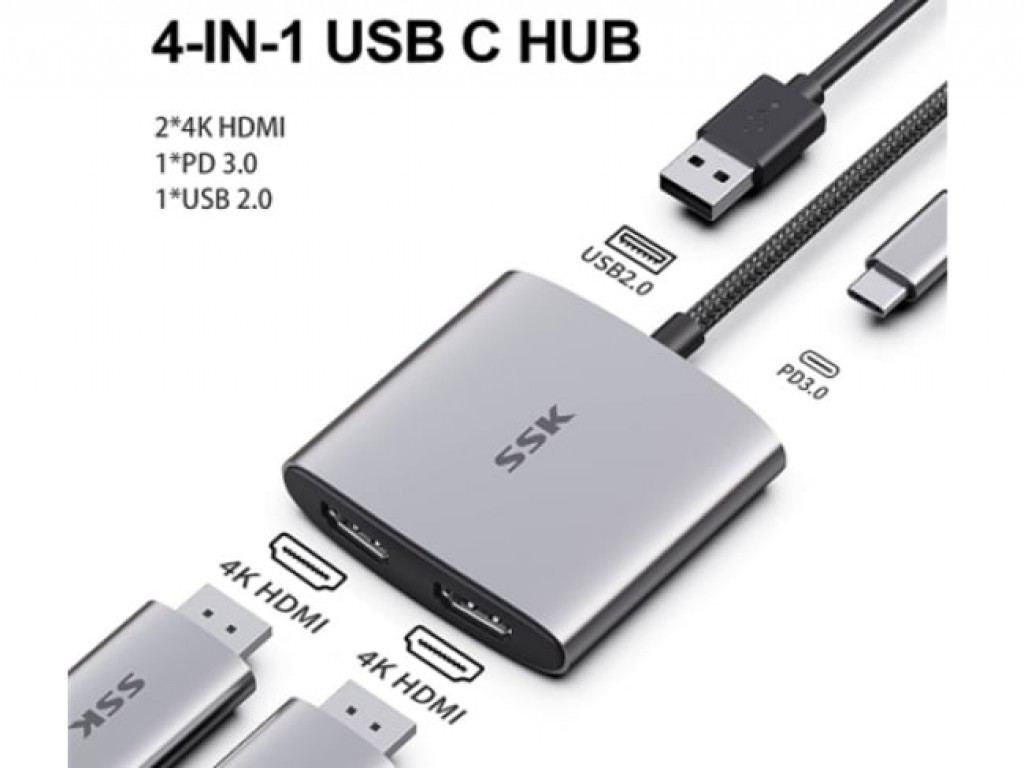 SSK SC302 Type-C Multi-function 4 in 1 Adapter