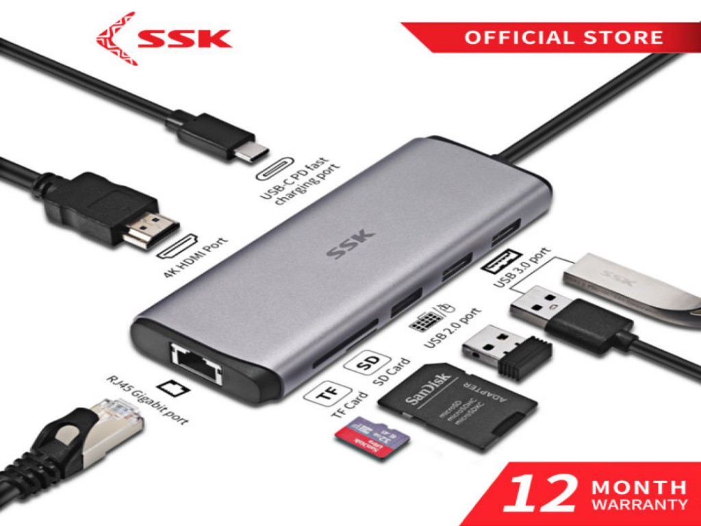 SSK SC202 Type-C Multi-function 8 in 1 Adapter