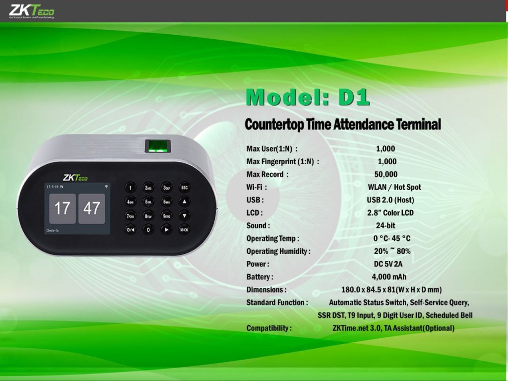 ZKTeco  D1  Finger Print