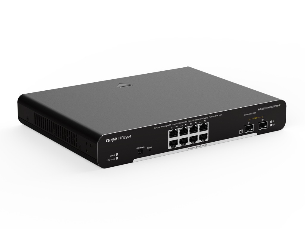 Ruijee 10-Port Gigabit Layer 2 Cloud Managed PoE 