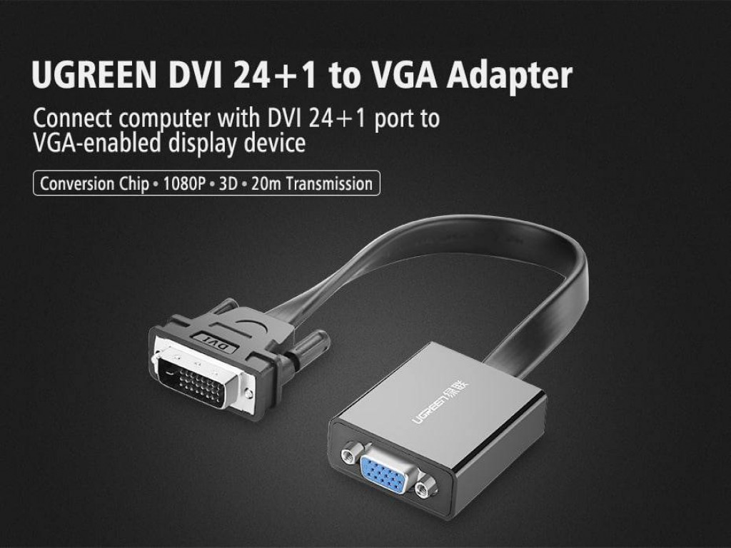 UGREEN DVI-D to VGA Active Converter Flat Cable