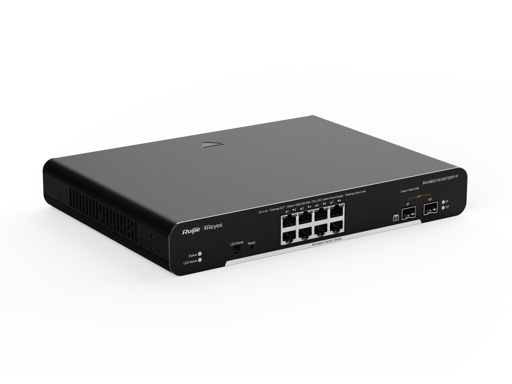 Ruijee 10-Port Gigabit Layer 2 Cloud Managed PoE 