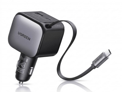 UGREEN 60W Car Charger with Retractable Cable